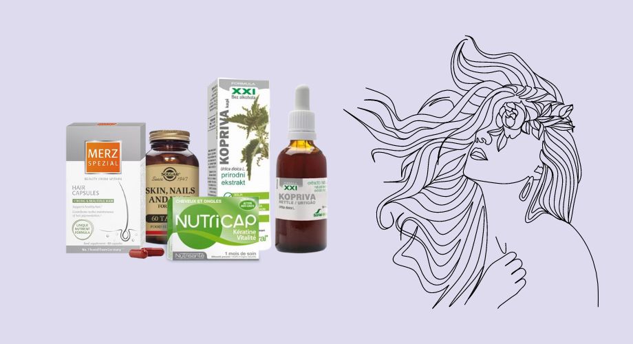 Preporučujemo Merz spezial hair kapsule, Solgar kosa koža nokti formulu, Nutricap kapsule, Soria prirodni kopriva ekstrakt.